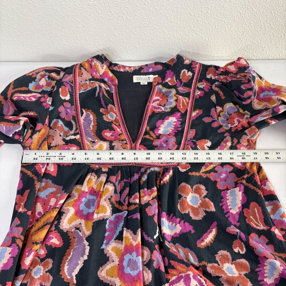 Molly Bracken Floral Blouse Size M V Neck Embroidery Long Sleeve Top Boho - Picture 8 of 13